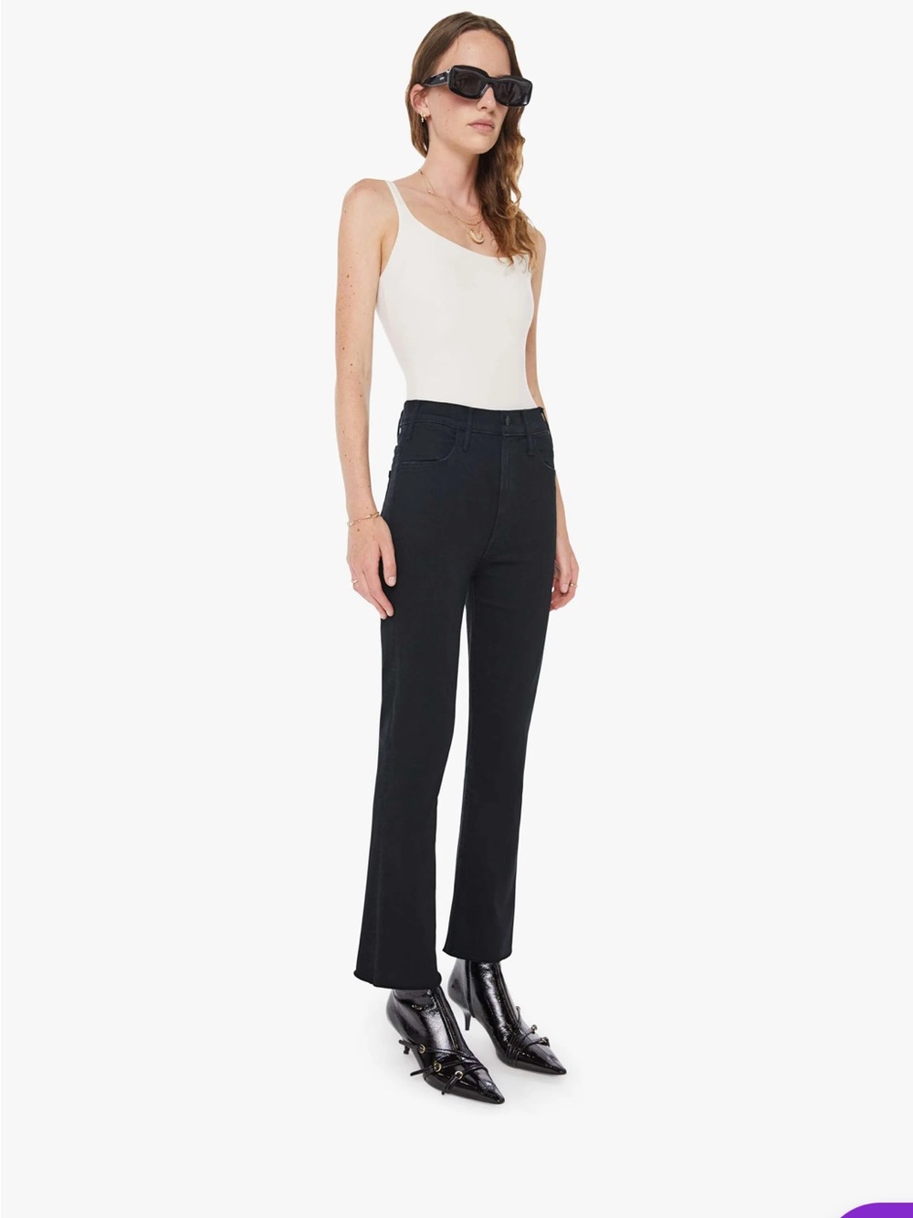 Mother The Hustler Ankle Fray Flare Jeans